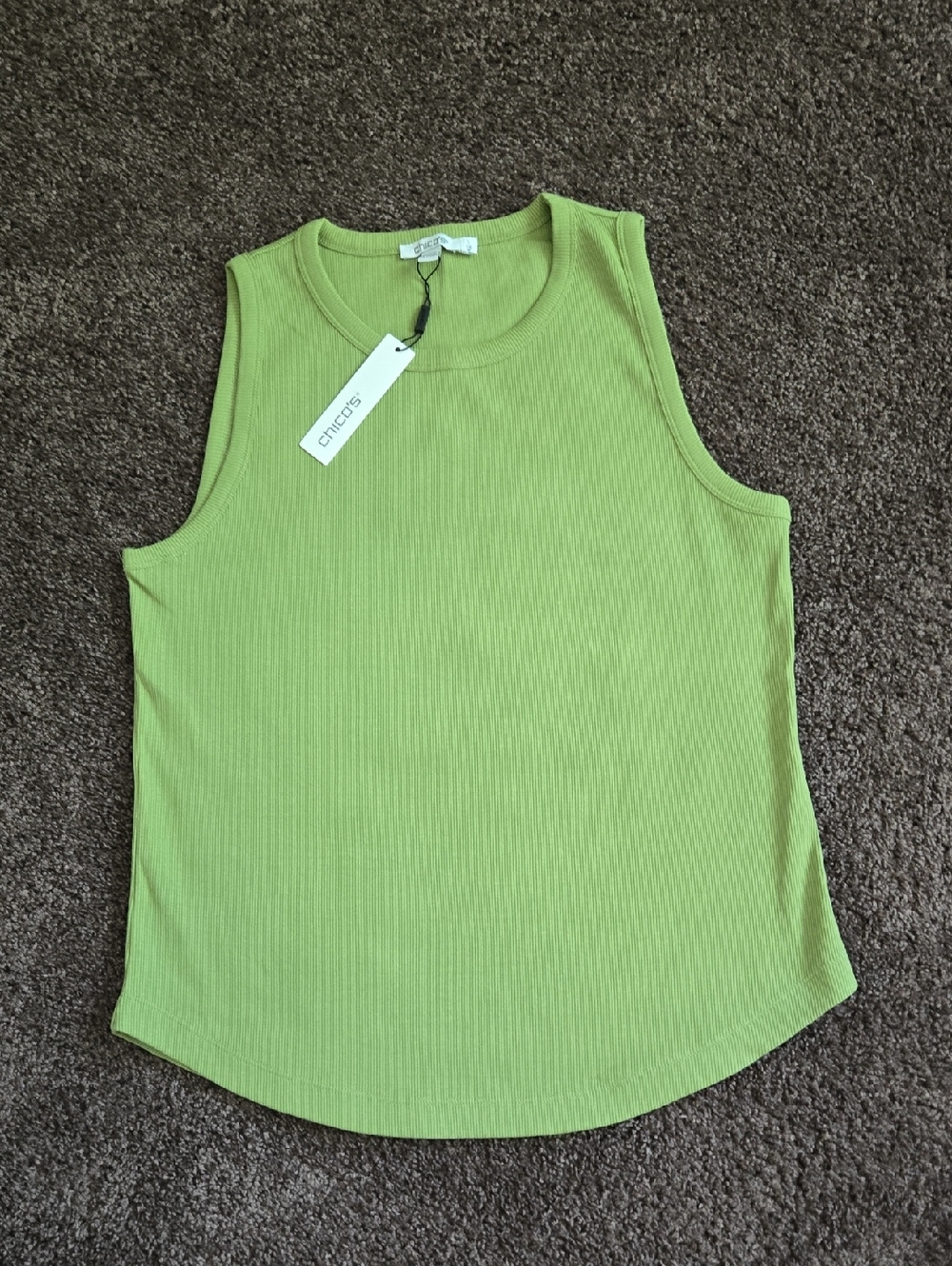 NEW Chico's Green Ribbed Tank Top 1 M